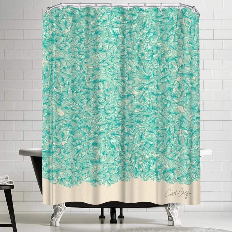 East Urban Home Abstract Turquoise Single Shower Curtain Wayfair